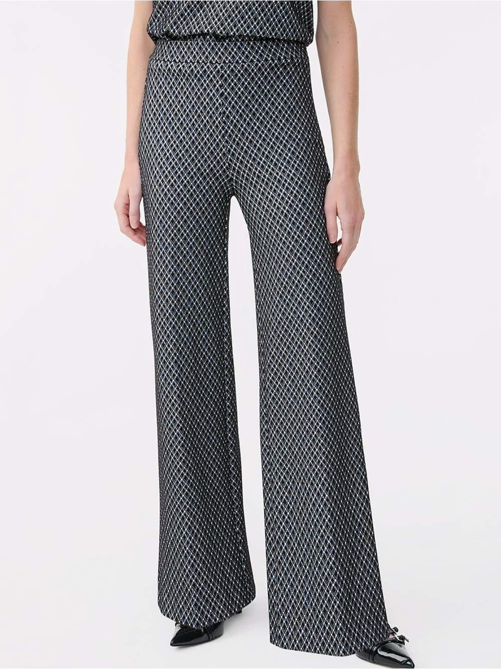 MNG Chic Burgundy, White And Gold Patterned Knit Pants